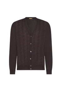 Cardigan à motif géométrique en cachemire - Marron