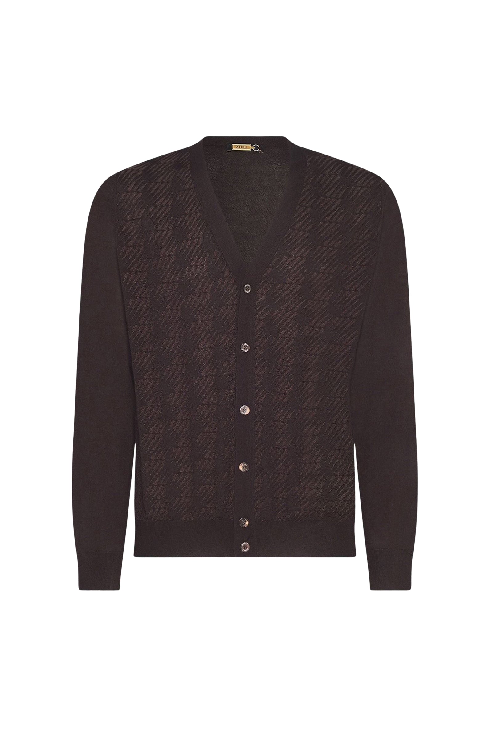 Cardigan à motif géométrique en cachemire - Marron