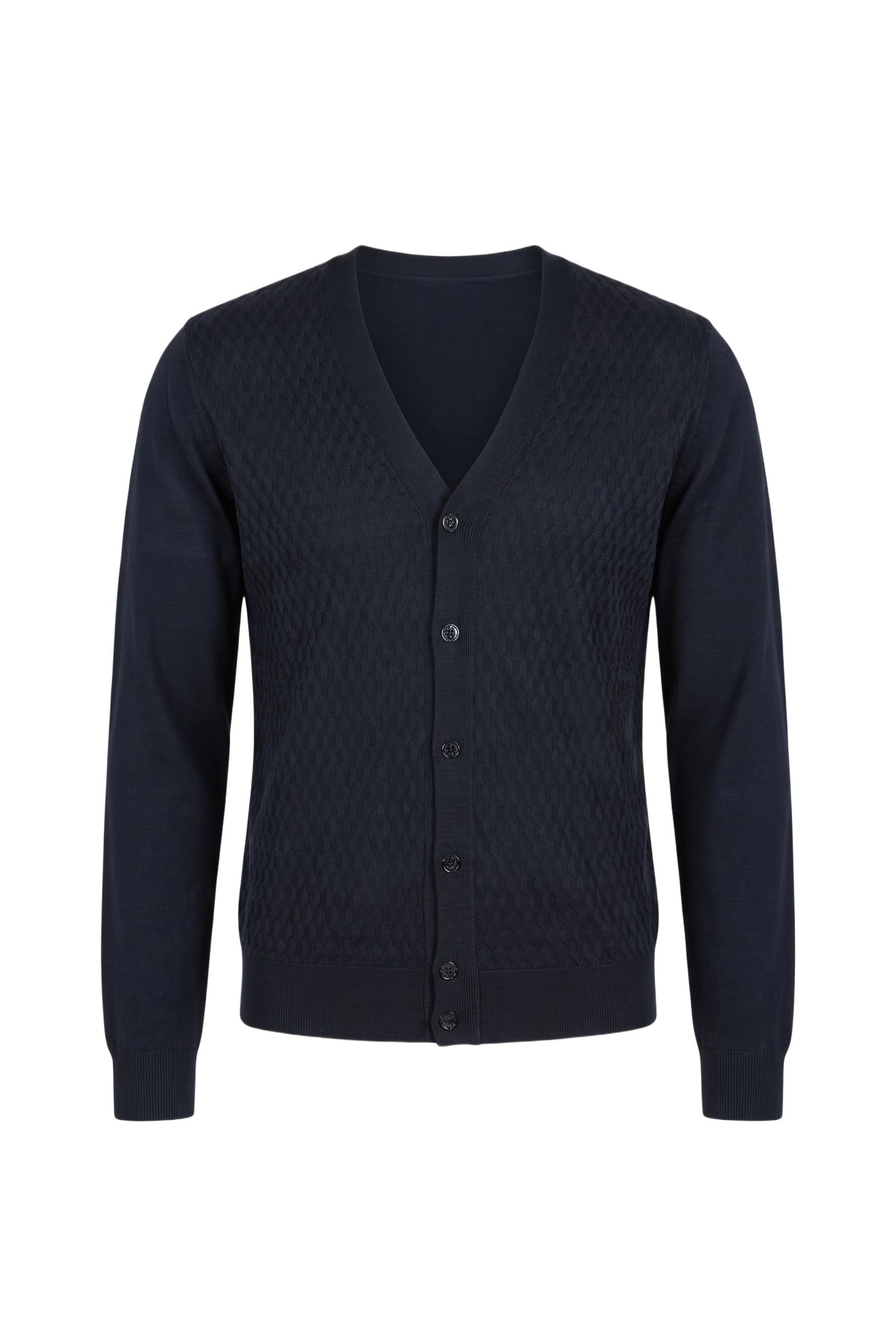 Cardigan boutonné en soie - Blue Navy