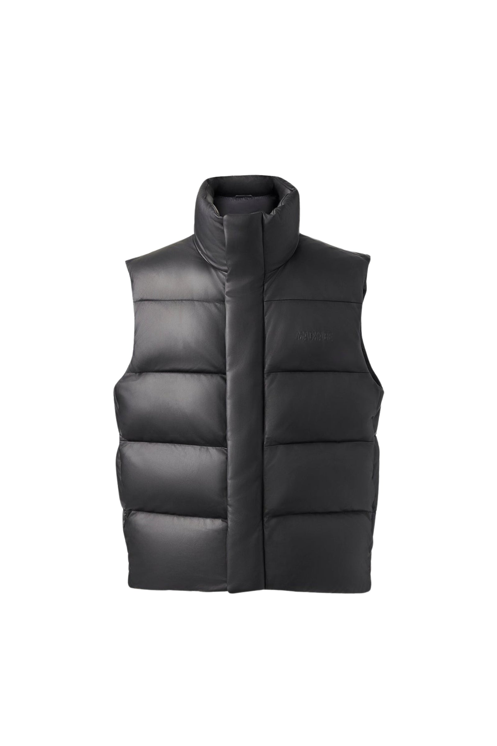 Doudoune courte Kellan sans manches en cuir - Black