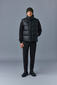 Doudoune courte Kellan sans manches en cuir - Black