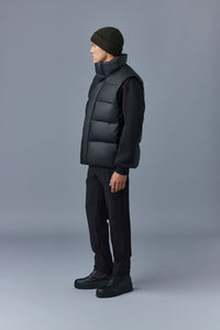 Doudoune courte Kellan sans manches en cuir - Black