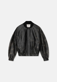 Blouson Kelly aviateur en cuir - Washed Grey