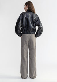Blouson Kelly aviateur en cuir - Washed Grey
