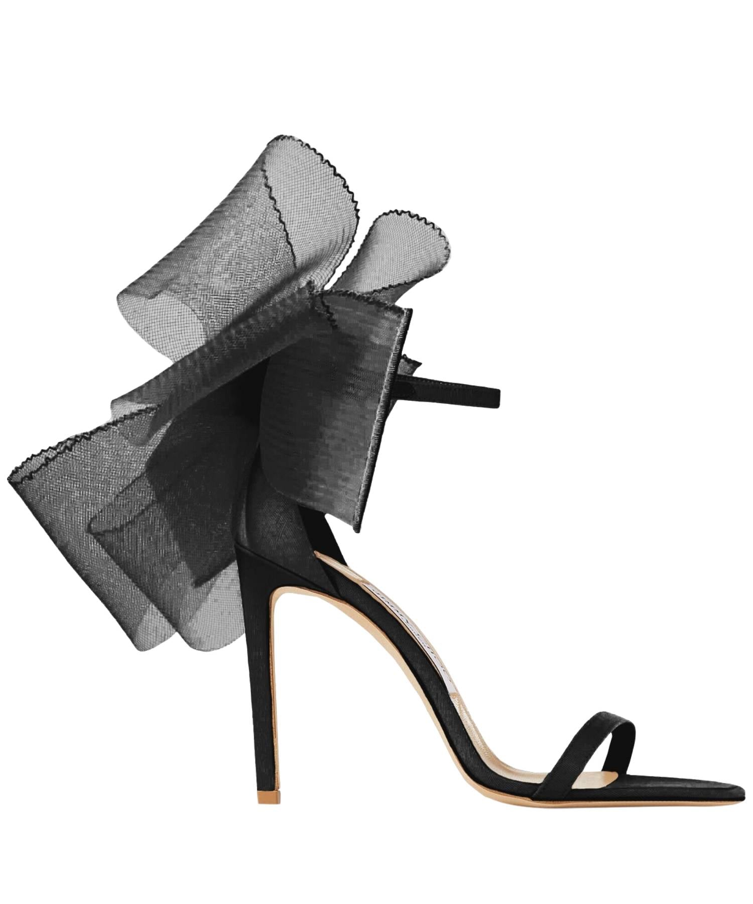 Sandales Aveline 100 gros-grain et maille - Black Intense