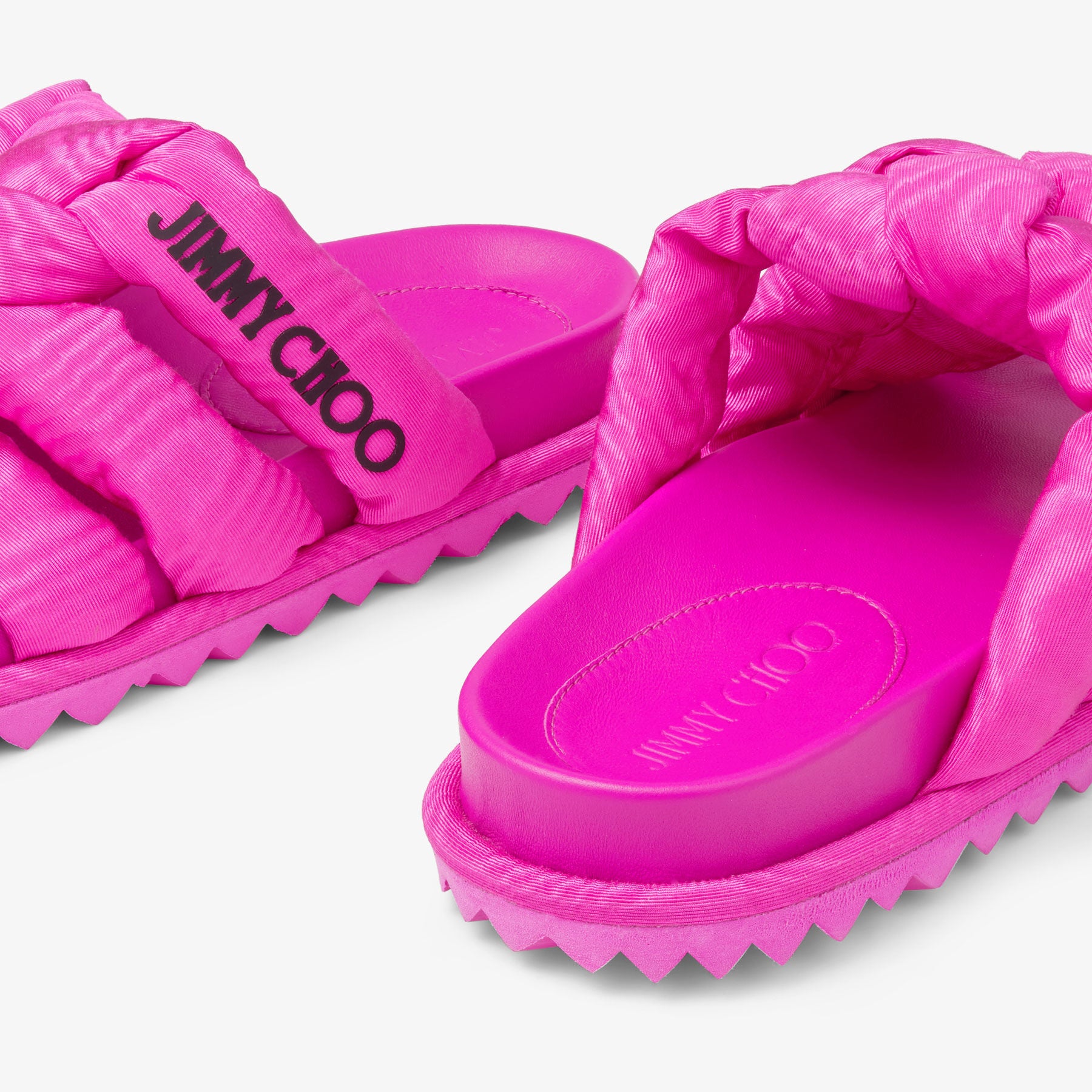 Sandales Kes plates en tissu moiré - Fuchsia