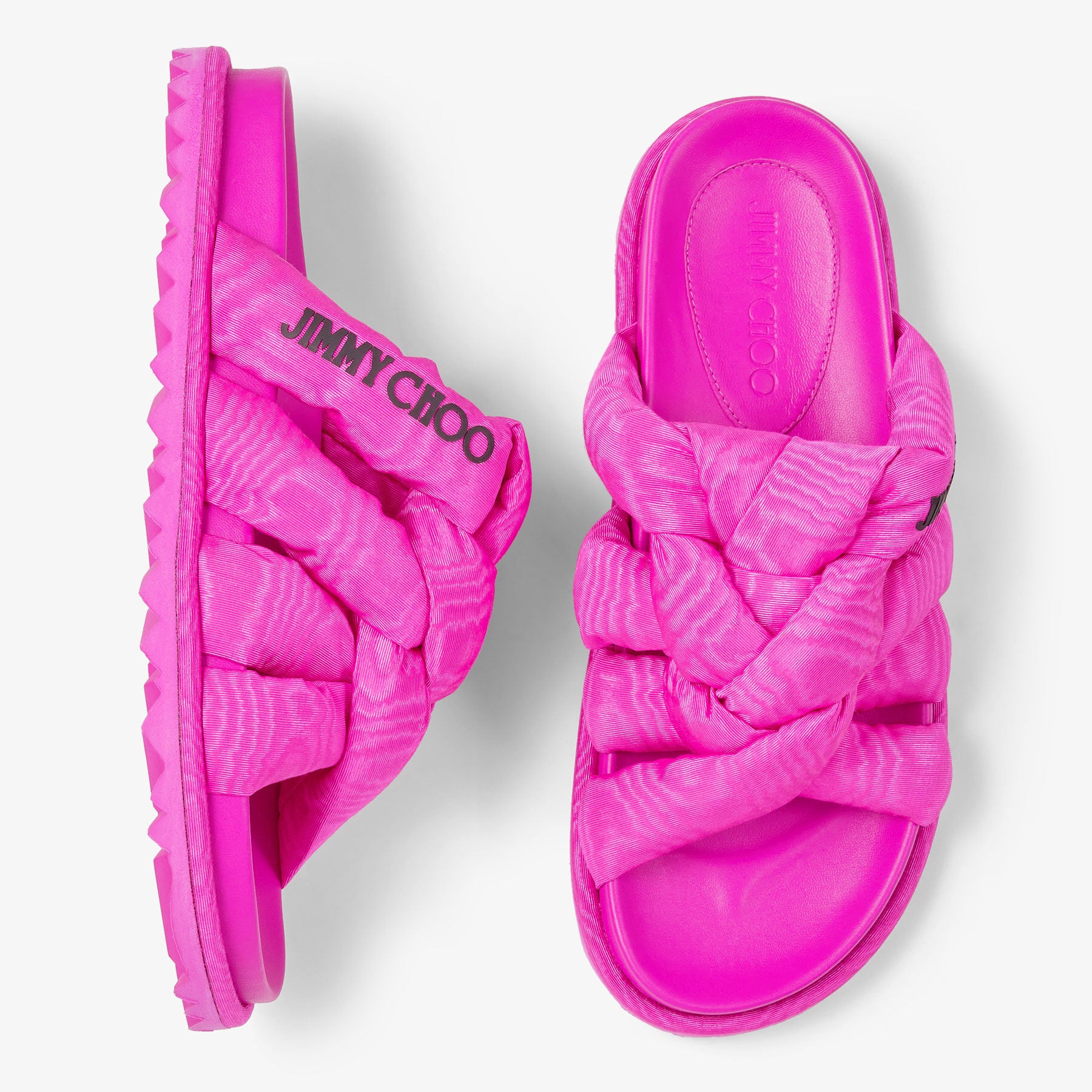 Sandales Kes plates en tissu moiré - Fuchsia