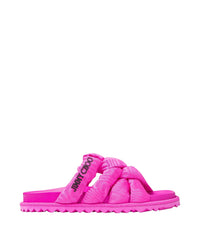 Sandales Kes plates en tissu moiré - Fuchsia