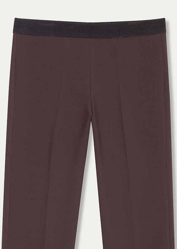 Pantalon elastique a la taille - Marron Foncé