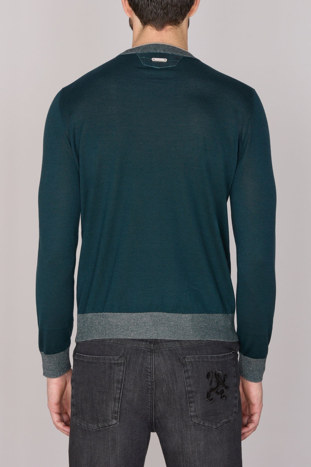 Pull à détails contrastés en cachemire - English Green