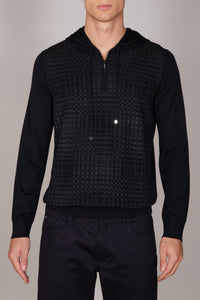 Pull à motif géométrique en laine - Noir