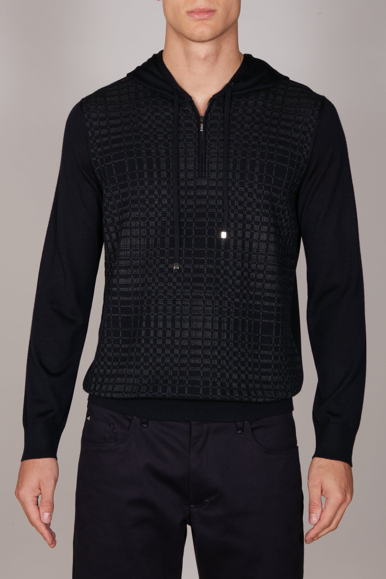 Pull à motif géométrique en laine - Noir