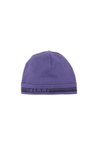 Bonnet à côtes fines en laine et soie - Violet & Noir