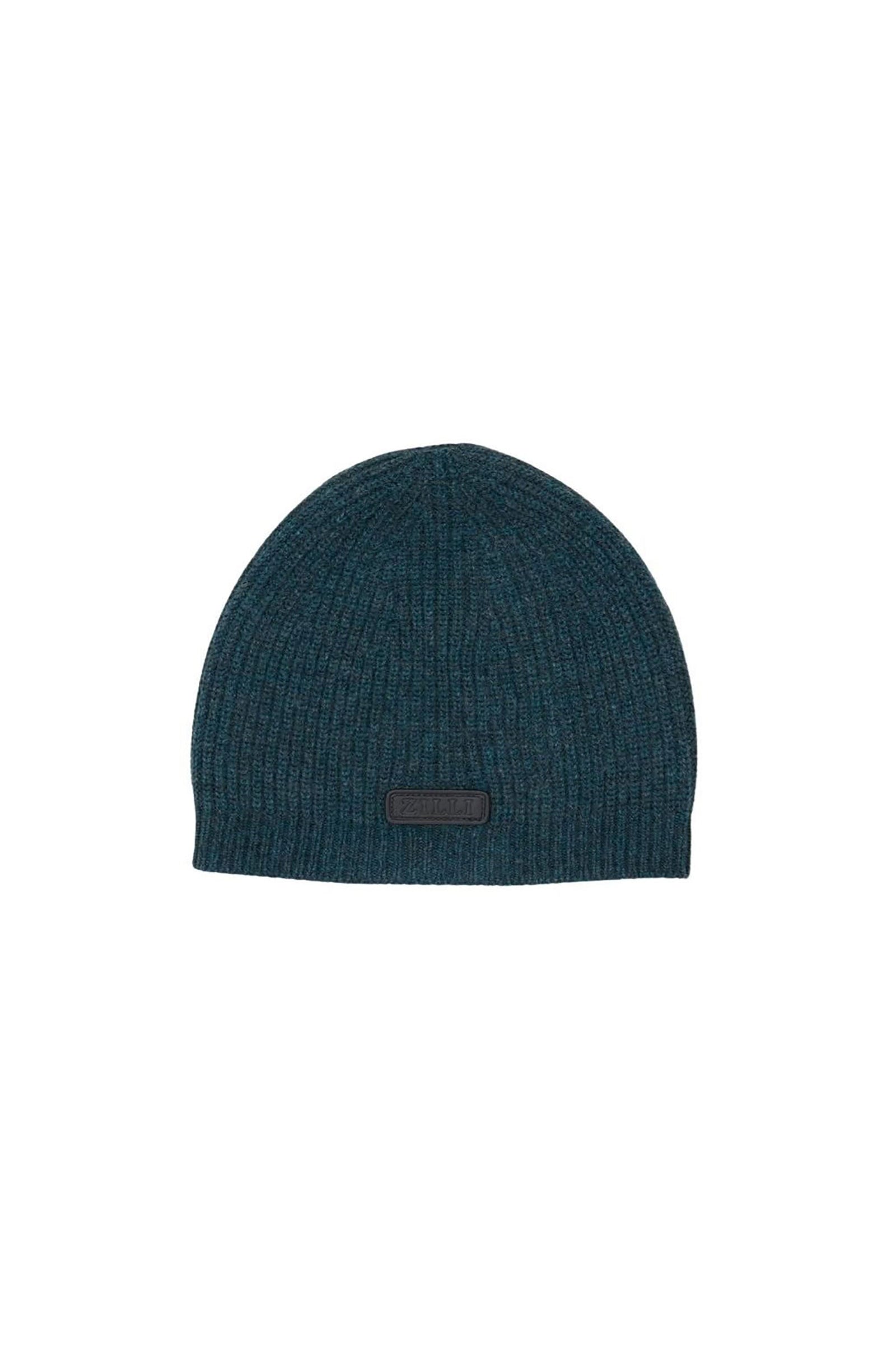 Bonnet chiné tricot côtelé en laine - Bleu