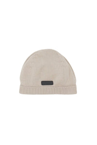 Bonnet à maille côtelée en laine - Beige