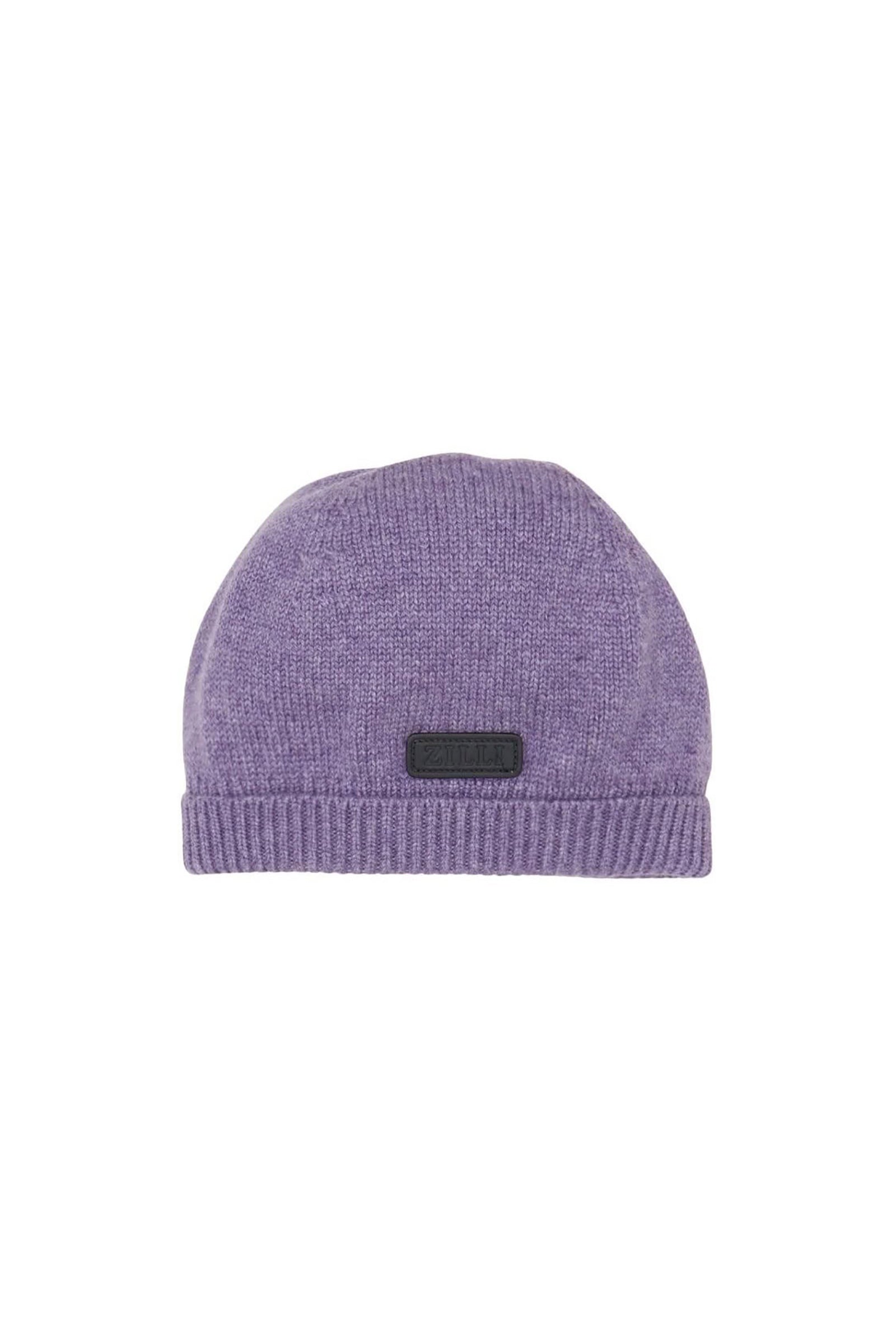 Bonnet à revers côtelé en laine - Violet & Noir
