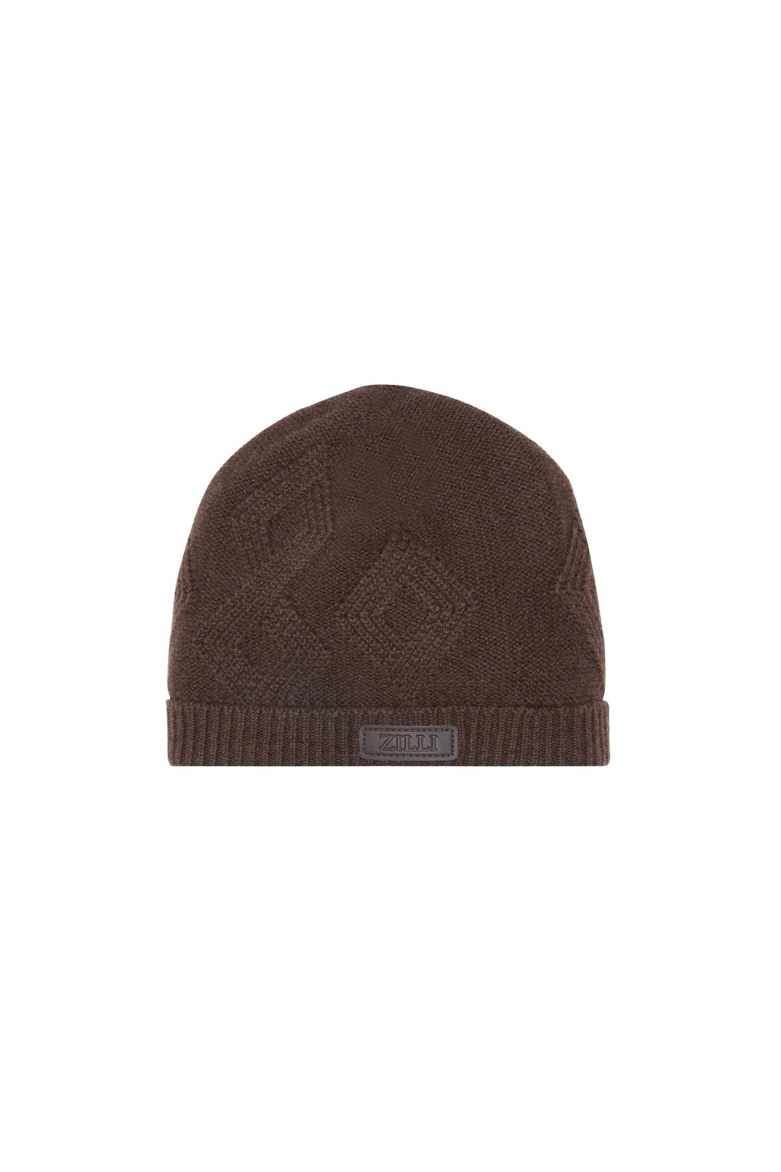 Bonnet à motif géométrique en cachemire - Marron