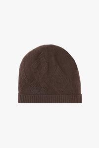 Bonnet à motif géométrique en cachemire - Marron