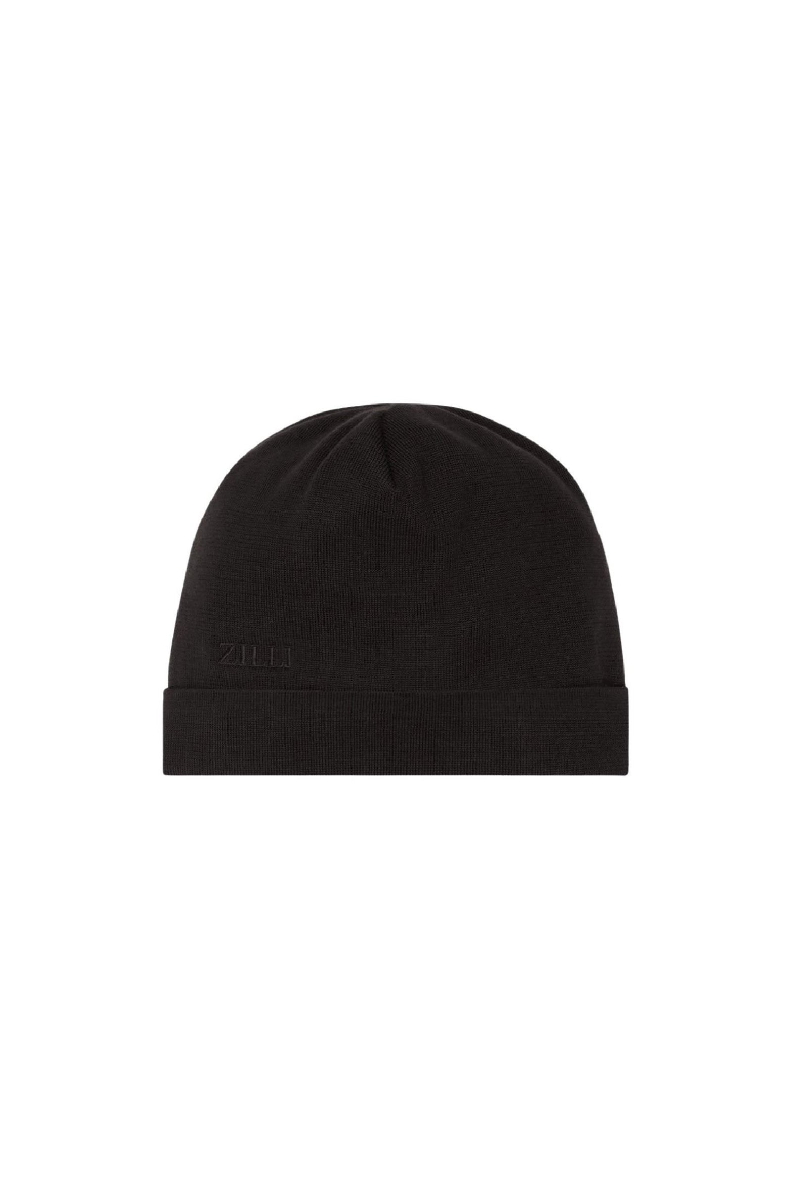 Bonnet à revers replié en cachemire - Noir