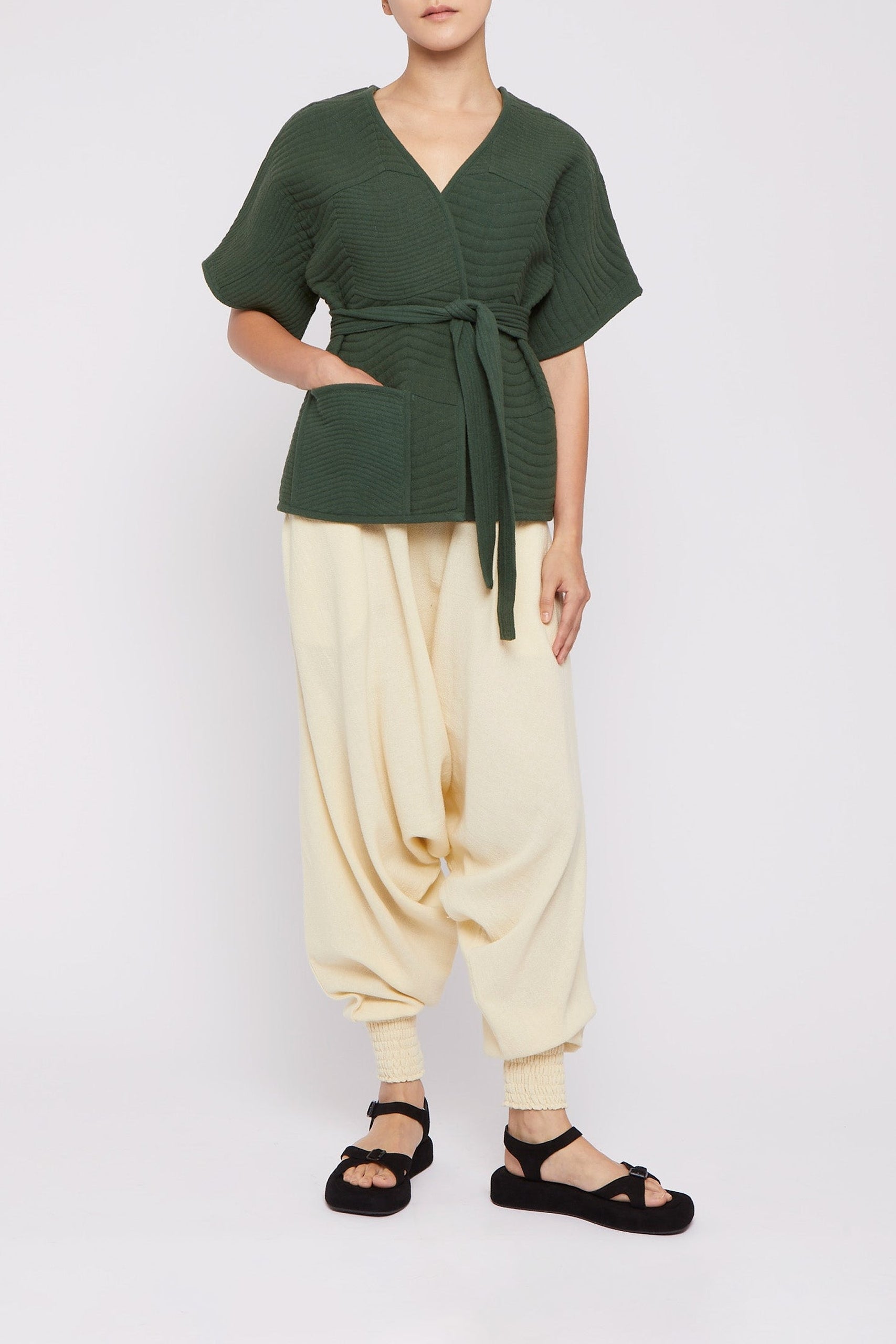 Kimono court ceinturé - Green