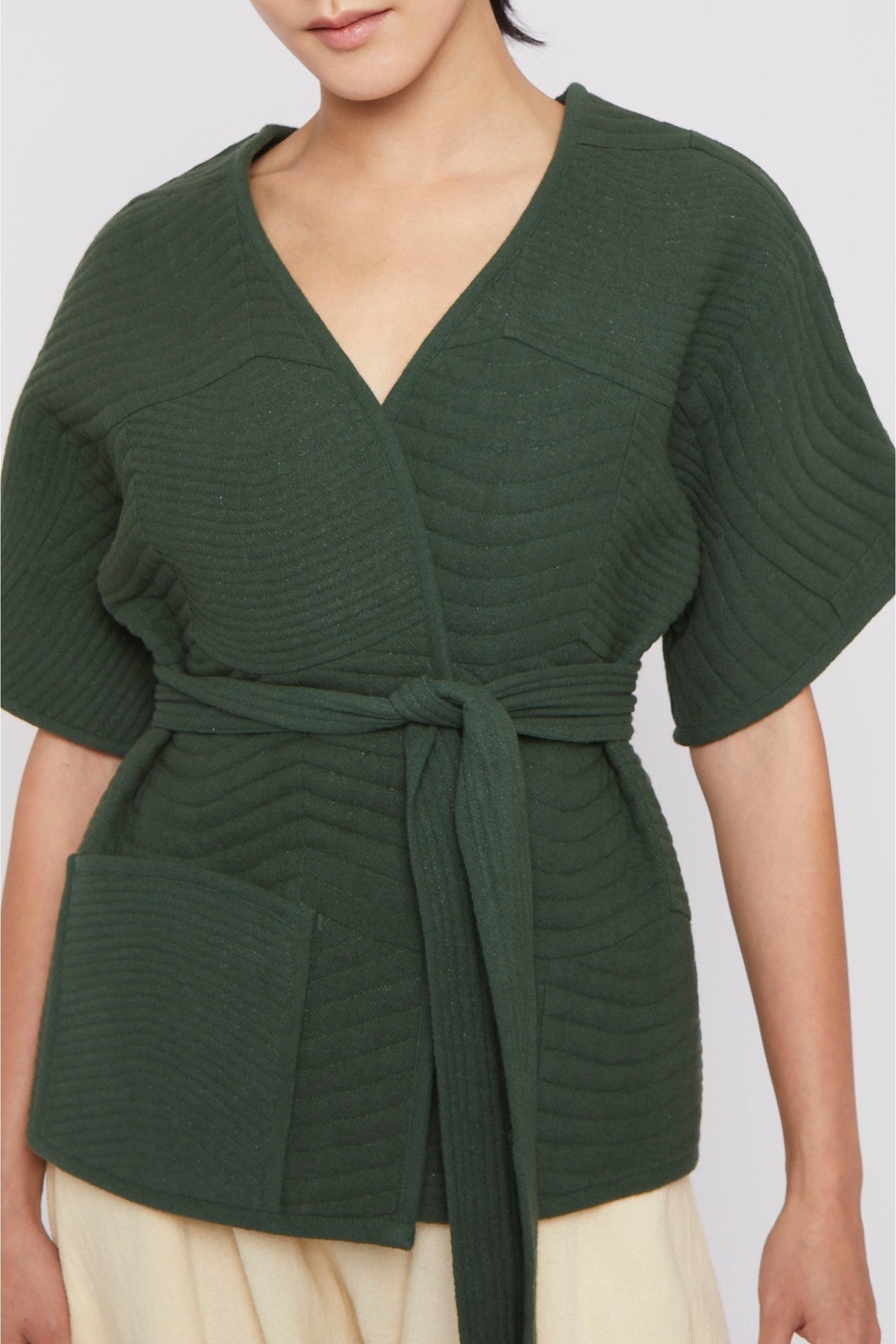 Kimono court ceinturé - Green