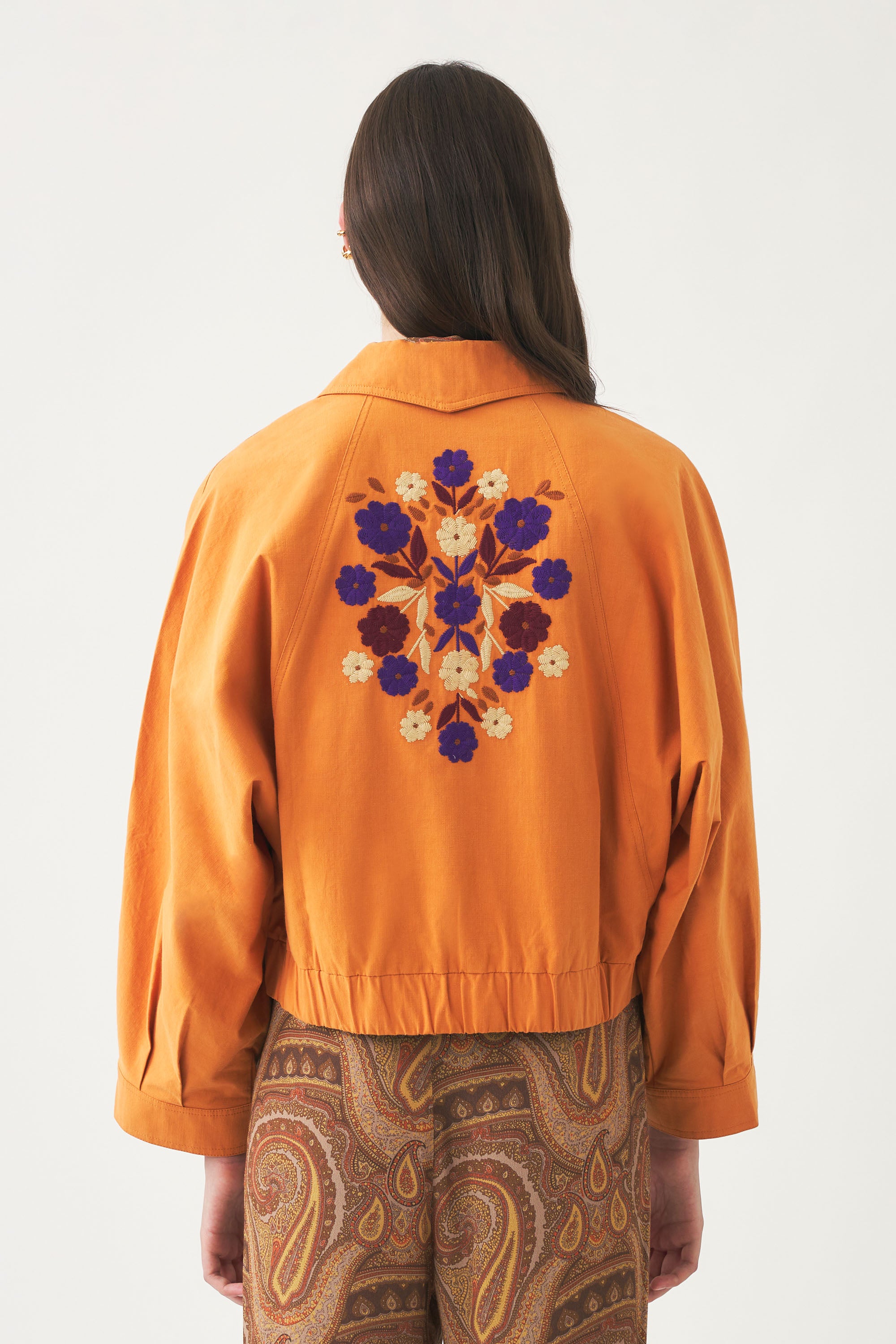 Veste brodée de fleurs Kimi - Rust