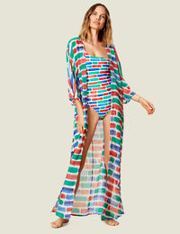 Belted Long Kimono - Bricks