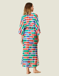 Belted Long Kimono - Bricks