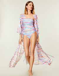 Belted Long Kimono - Stripes