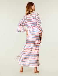 Belted Long Kimono - Stripes