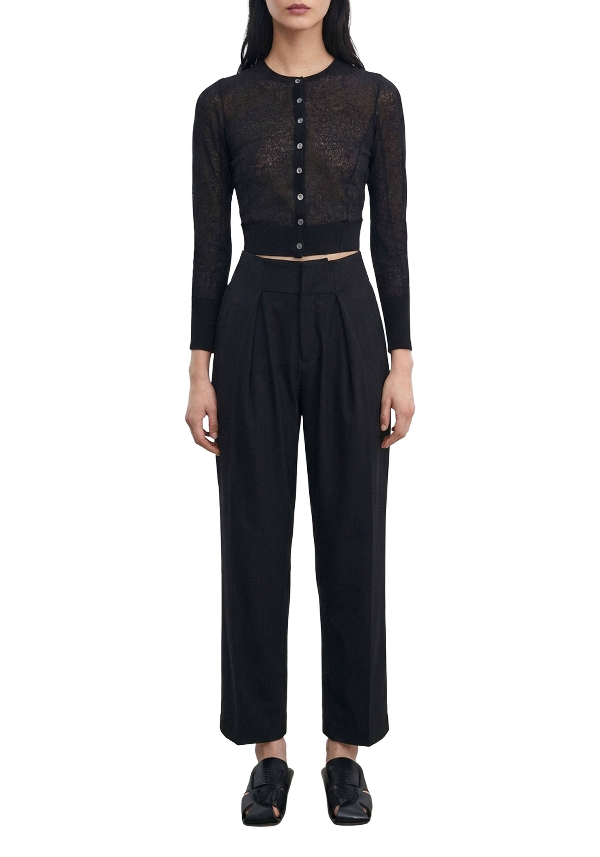 Constant cardigan in mixed linen - Black