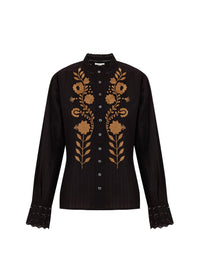 Blouse brodée Kiss - Black