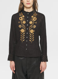 Blouse brodée Kiss - Black