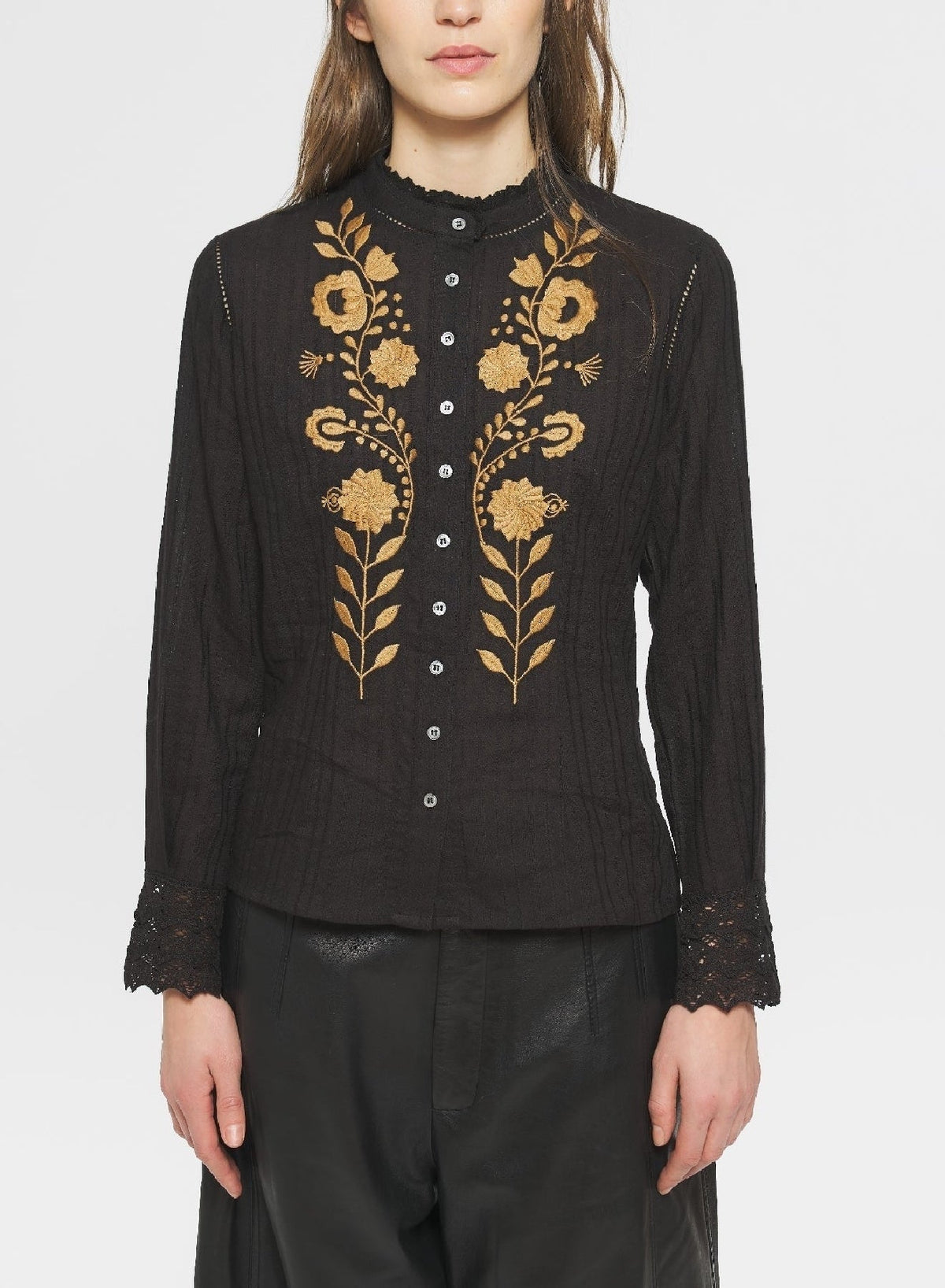 Blouse brodée Kiss - Black