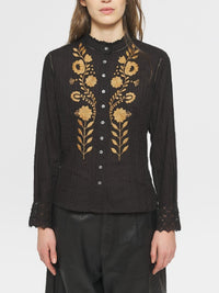 Blouse brodée Kiss - Black