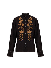 Blouse brodée Kiss - Black