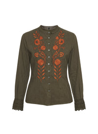 Blouse brodée Kiss - Kaki