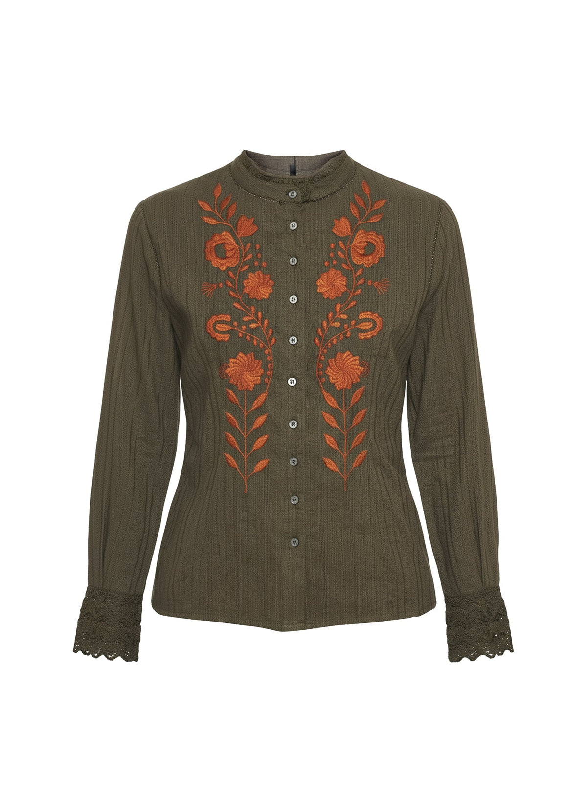 Blouse brodée Kiss - Kaki