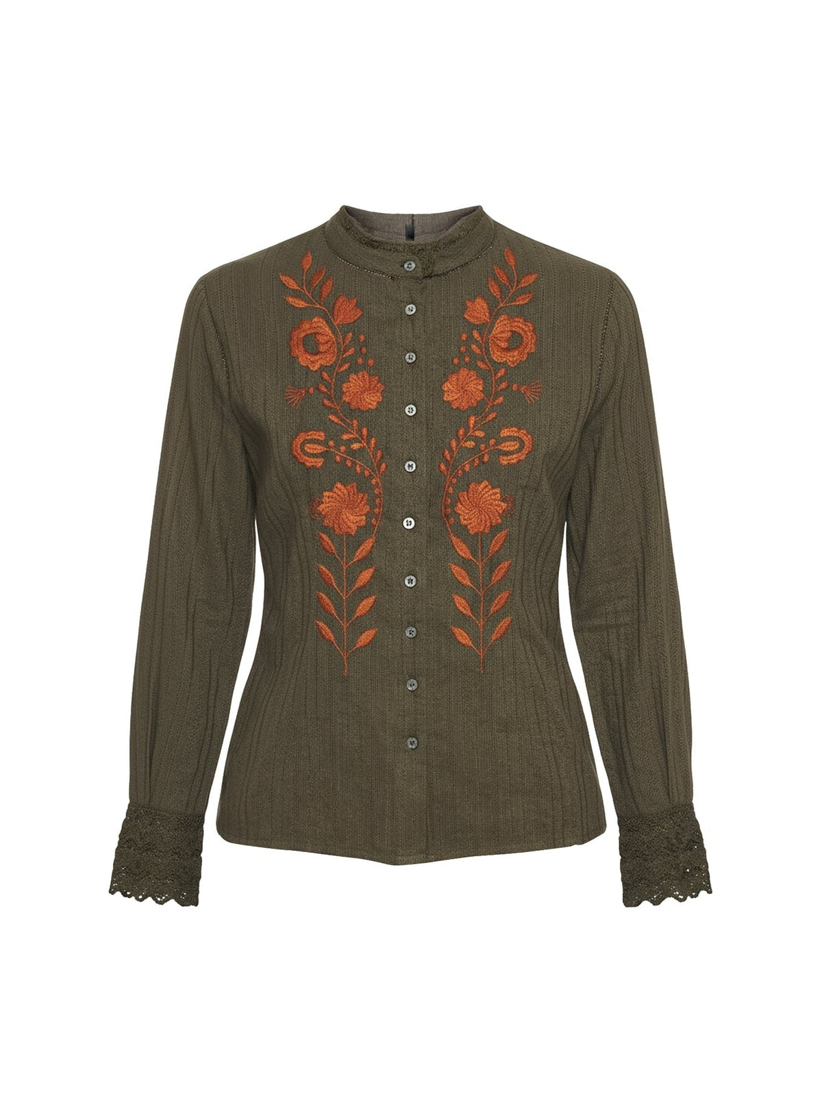 Blouse brodée Kiss - Kaki