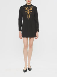 Robe courte brodée Kiss - Black