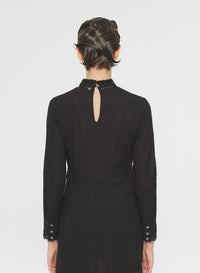 Robe courte brodée Kiss - Black
