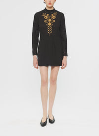 Robe courte brodée Kiss - Black