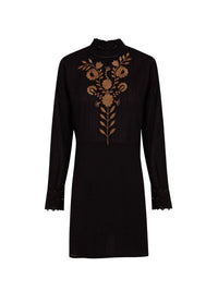 Robe courte brodée Kiss - Black