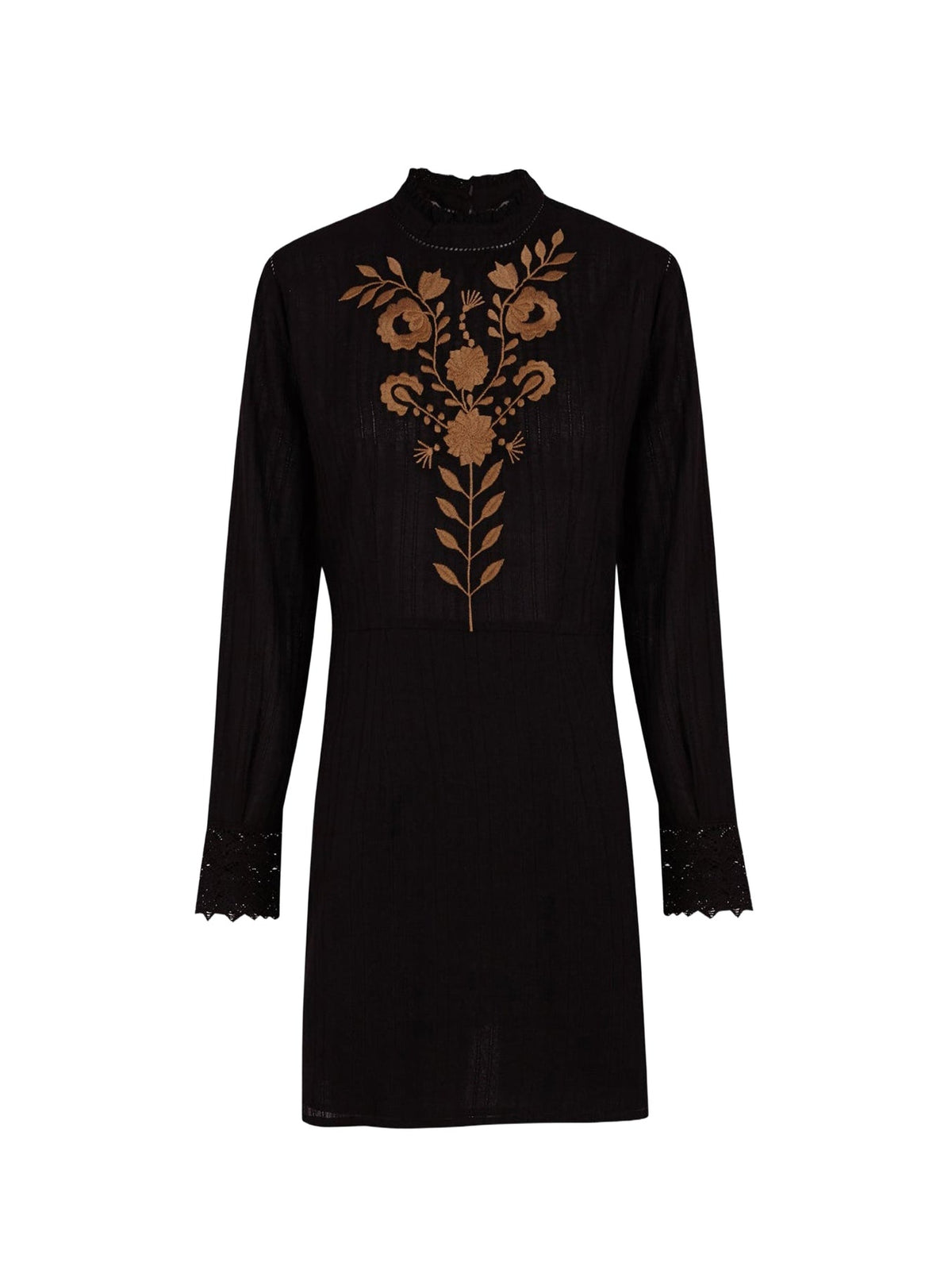 Robe courte brodée Kiss - Black