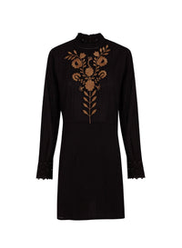 Robe courte brodée Kiss - Black
