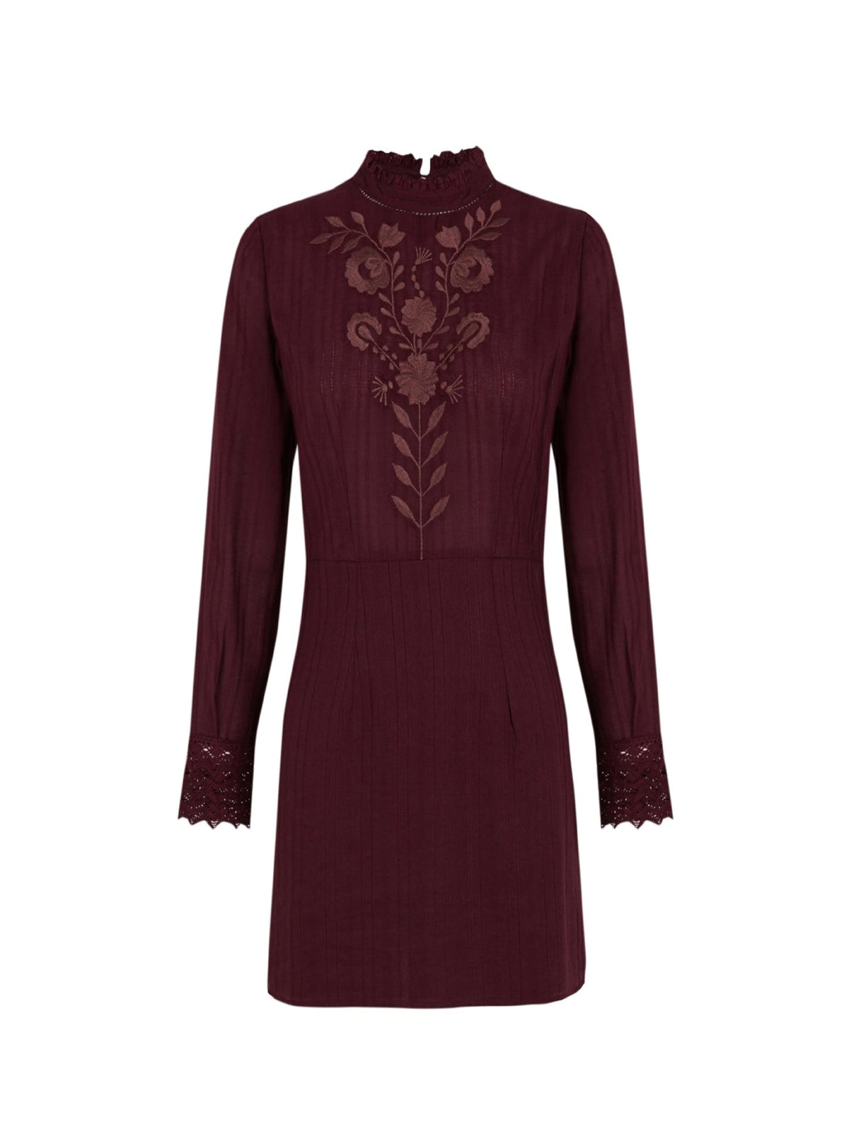 Robe courte brodée Kiss - Burgundy