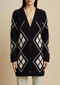 Klara cardigan in cashmere - Black & Custard