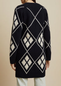 Klara cardigan in cashmere - Black & Custard