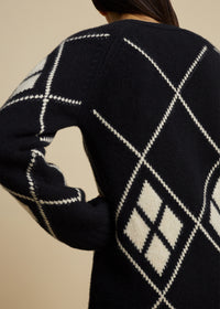 Klara cardigan in cashmere - Black & Custard