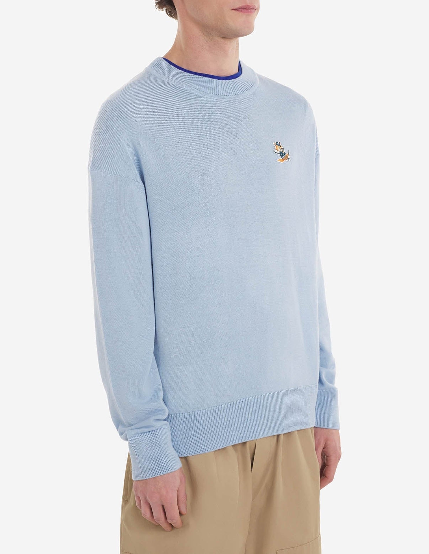 Pull avec écusson Fox en laine - Pale Blue